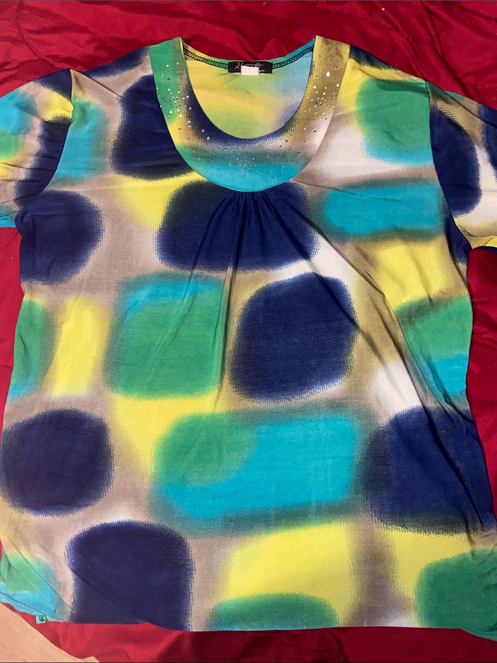 Colorblock Dot blouse-